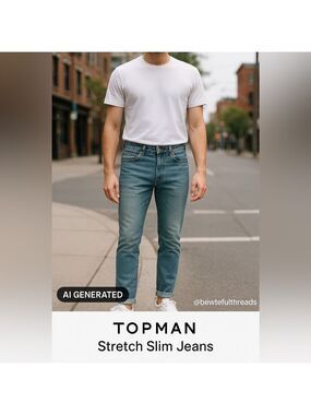 Topman Stretch Slim Jeans W34/L31 button fly Light Wash